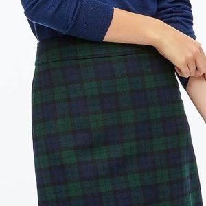 J. Crew (factory) lined wool pencil in green plaid-great condition!